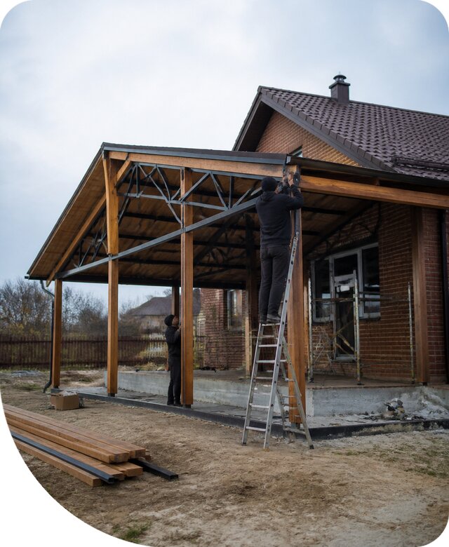 Пристройка навеса к дому и участку в Острогожске под ключ